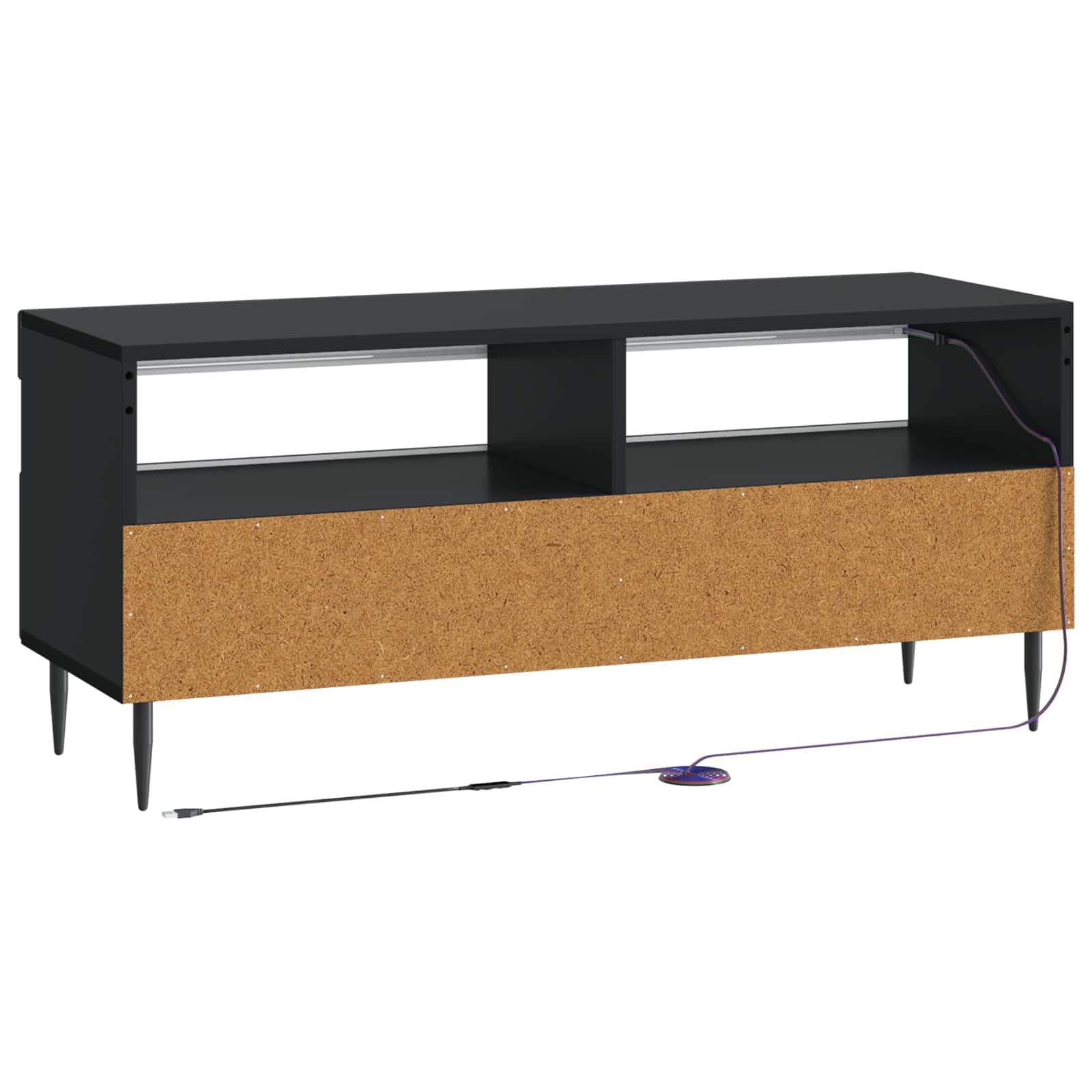 Mueble TV LED Negro Madera Ingeniería