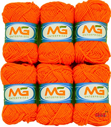 Image of M.G Enterprises Dark Orange Wool Ball. Hand Knitting Art Craft Soft Fingering Crochet Hook Yarn, Needle Knitting Thread Dyed - Pack of 8