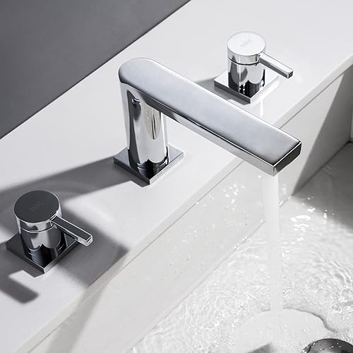 Miniatura 8 de Grifos de latón de lujo para lavabo de baño con válvula de cobre para 3 agujeros, 2 manijas y 8 pulgadas de cubierta, grifo de tocador de baño y