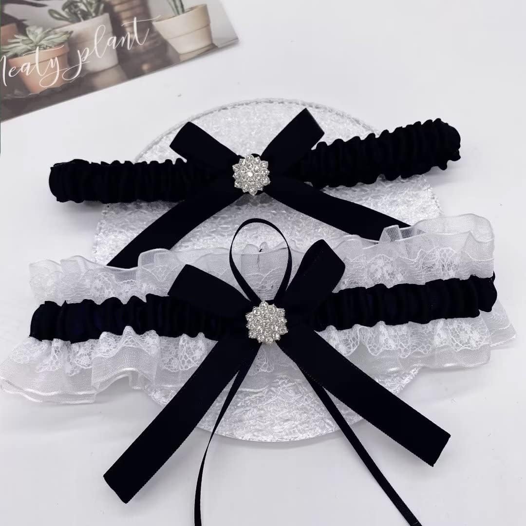 2 Pieces Lace Bridal Garter for Bride with Toss Away Stretch Wedding Garter Set