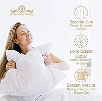 Vista 12 de 100% Cotton Pillow Covers for Queen/Standard Size Pillows - Set of 2 Sateen Pillowcases - Egyptian Cotton Pillow Cases with Long Staple Cotton for