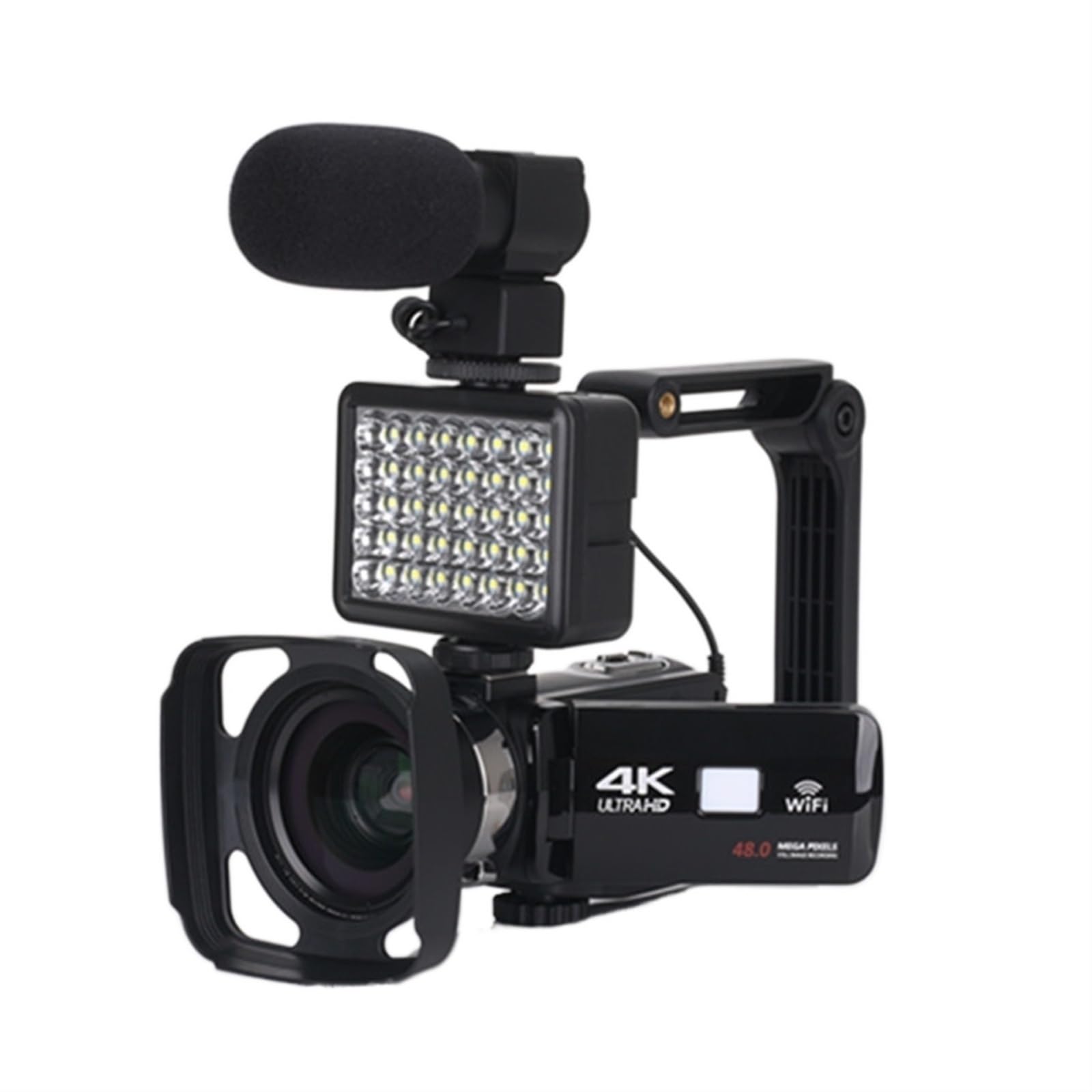 Kamera wideo Kamera cyfrowa 4K HD z noktowizorem 48M Domowe Wi-Fi Transmisja na żywo Kamera Cyfrowa kamera DV(CAM+Grip+Hood+Lens+Mic+Light)