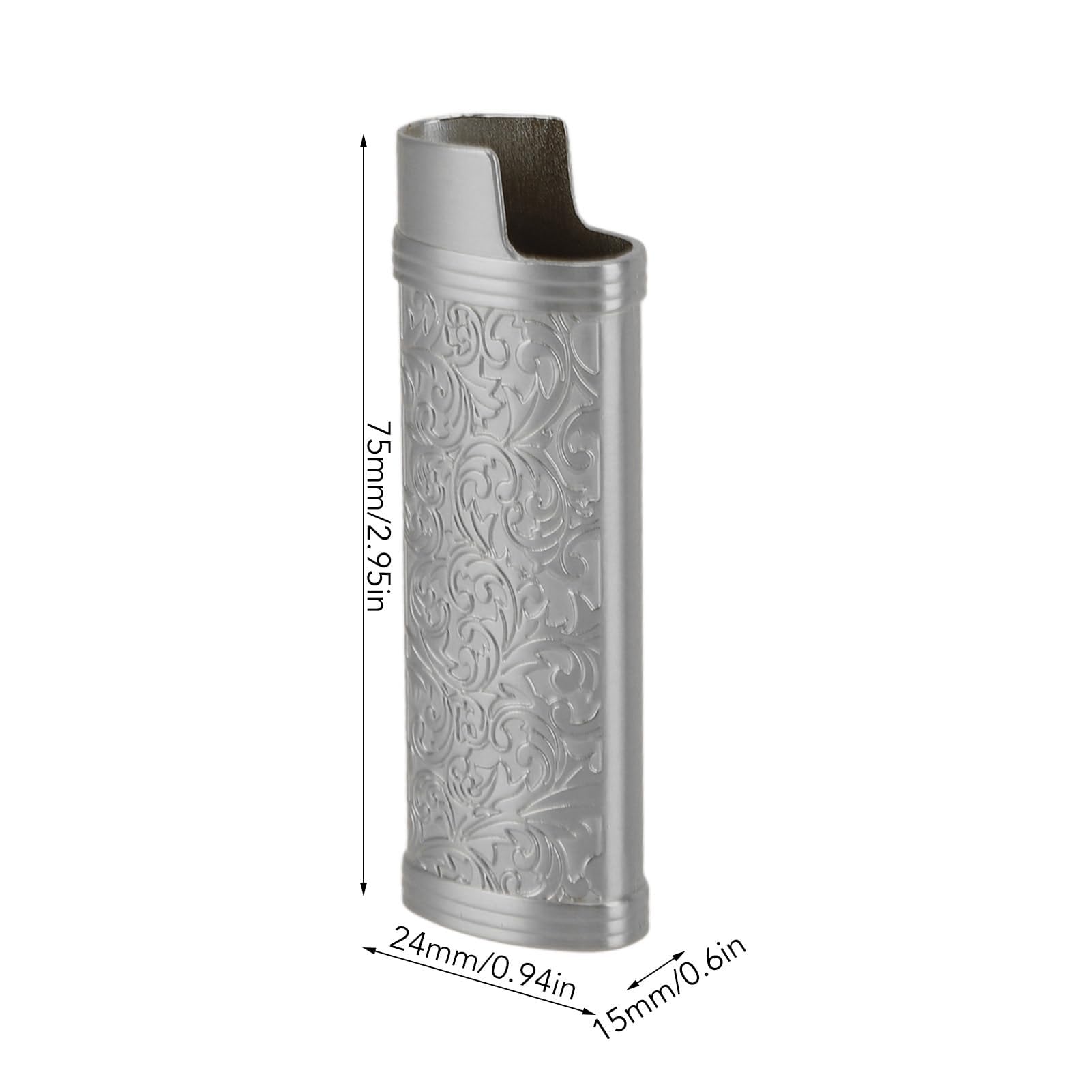 Étui à Briquet Alliage Zinc Design Botanique Vintage - Protection Pour BIC J6 (Gris) Lot De 2