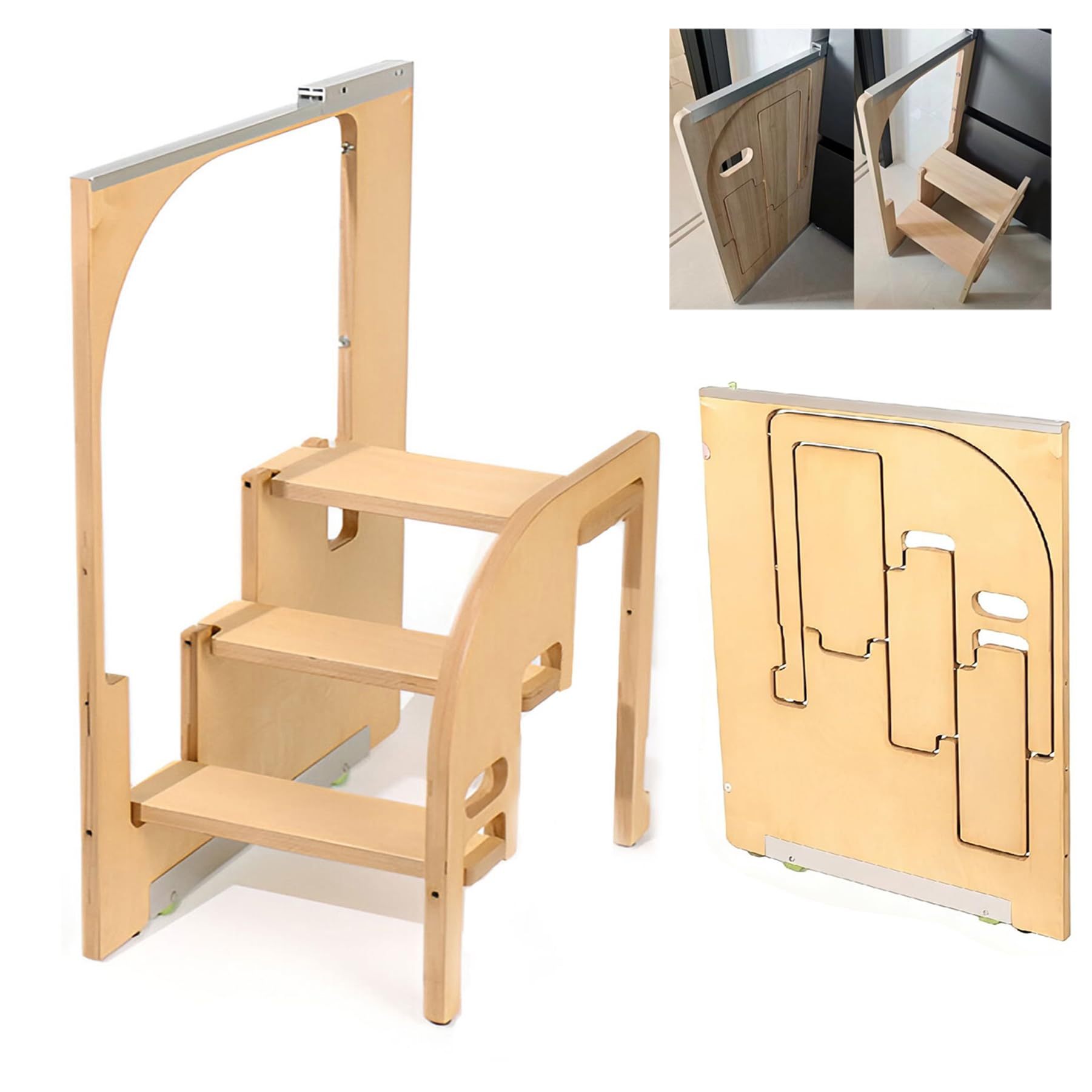 Escabeau de cuisine pliable caché en bois pour la maison