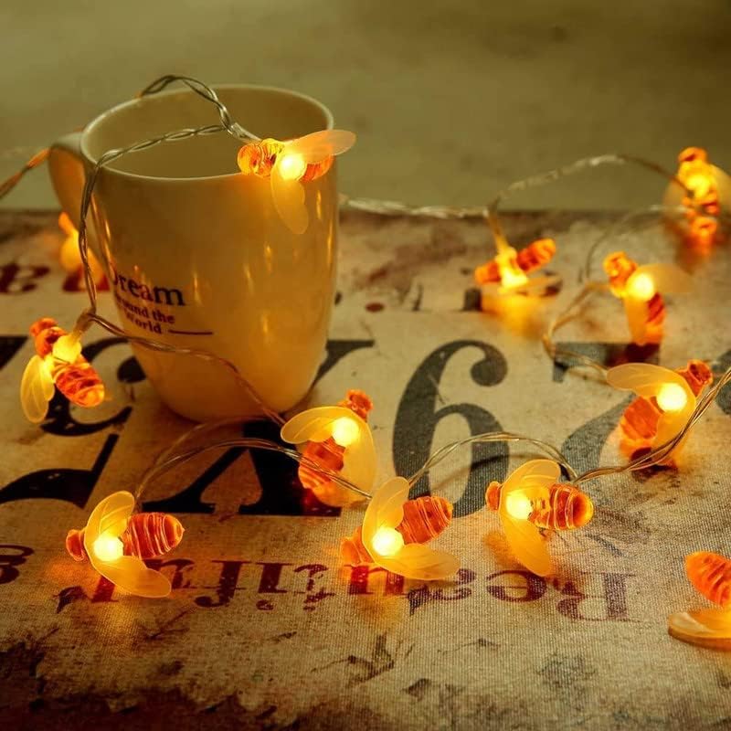 Image of One94Store Honeybee LED String Fairy Lights - 3 Meter, 14 LED Warm White Waterproof Decorative Lights for Indoor, Outdoor, Garden, Balcony, Home & Festival Decoration, Plug-in
