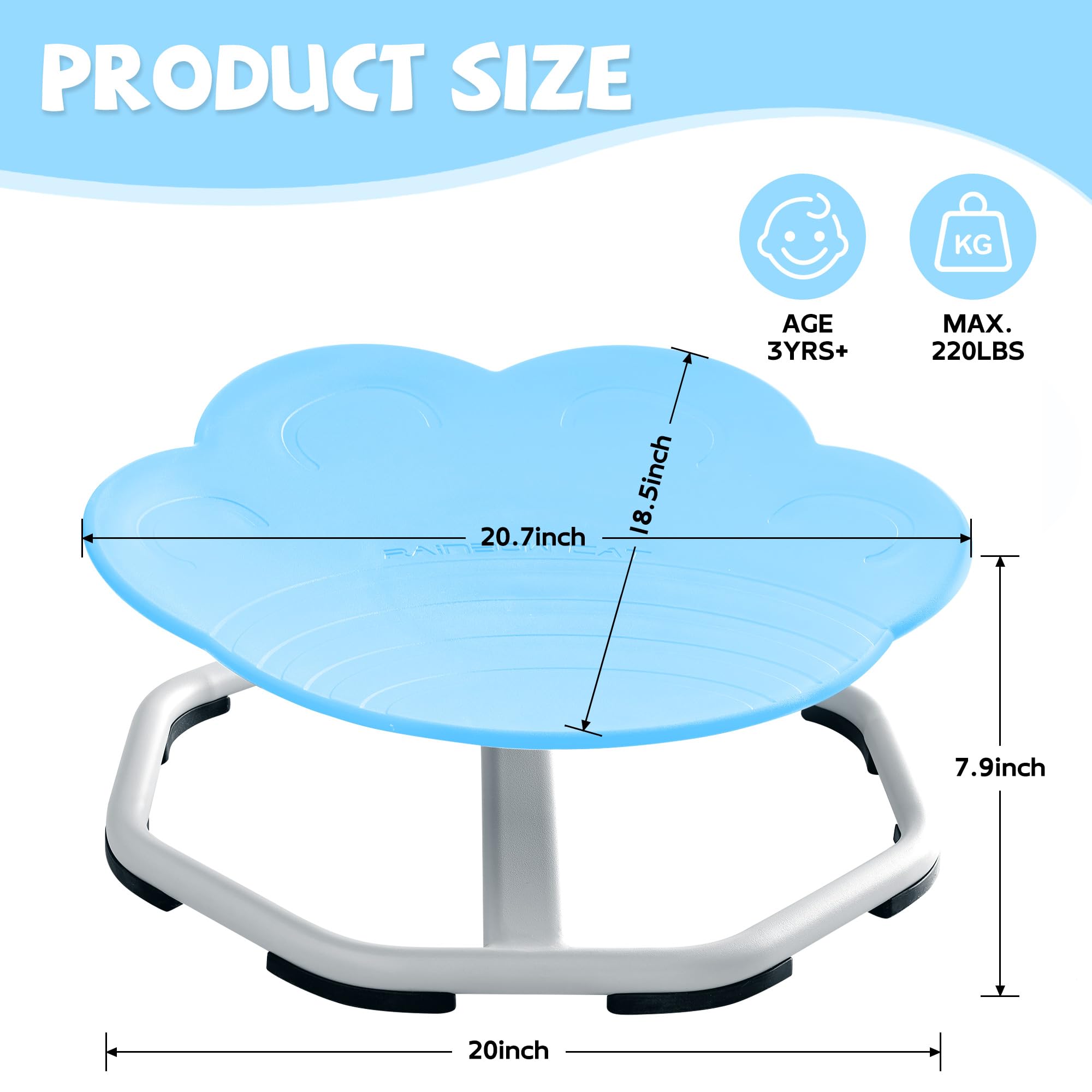 Spinning Chair for Autistic Kids, Cat Paw Shape Sensory Swivel Chair, Durable & Non-Slip Design, Body Coordination Training (Blue)