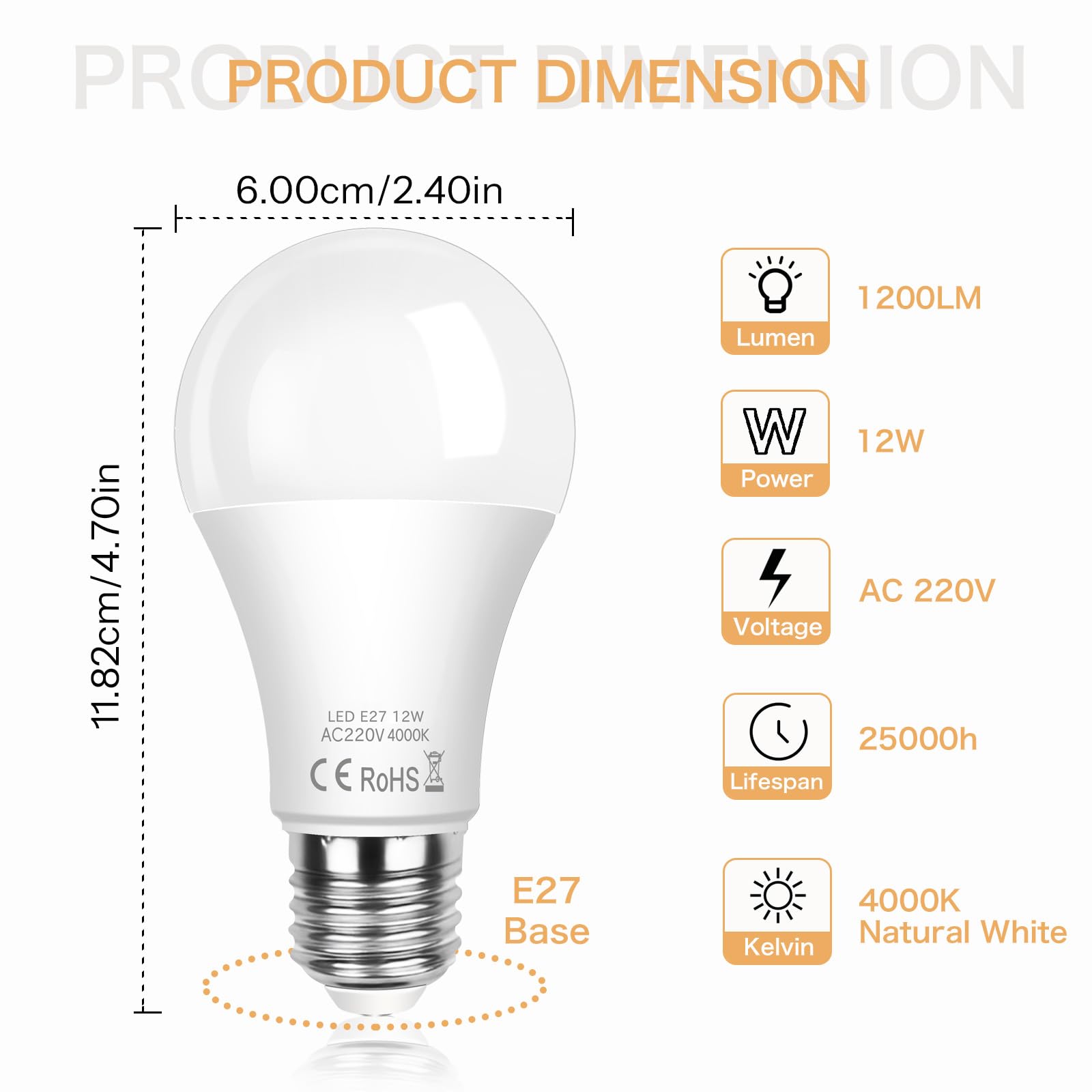 SCNNC Lampadina LED E27 Sensore Crepuscolare 12W, Auto On/Off, Bianco Naturale 4000K, Lampadine Crepuscolare da Esterno E27 per Corridoio Giardino Patio Veranda Scale, 2 Pezzi