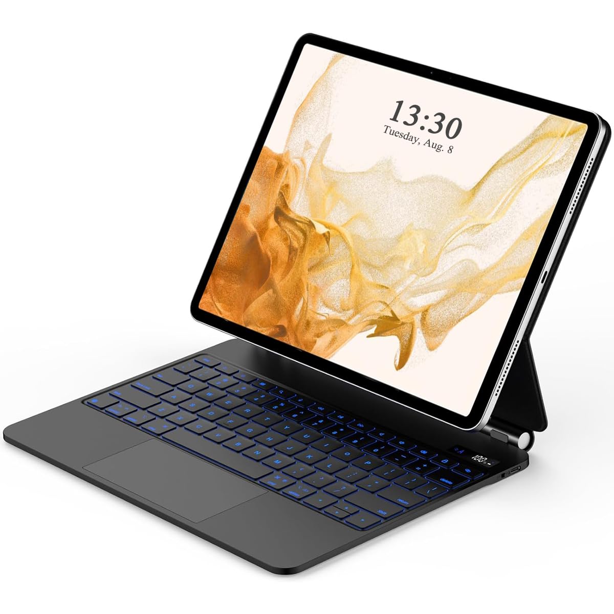 【English】Magic Keyboard for 12.4 inch Samsung Galaxy Tab S10+ Plus/S9+ Plus/S9 FE+ Plus/S8+ Plus/S7+ Plus/S7 FE, Keyboard Case with Magnetic Stand, LCD Display, Multi-Touch Trackpad, 7-Color Backlight Black 12.4 inch