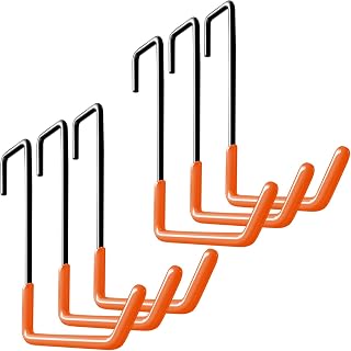 Rafter Hanger Hook Garage Bike Hooks Ladder Hanger Large S Hooks for Hanging,with Non Slip Coating,for Organizing Bulk Items,Ladders,Bikes,Ropes and More Equipment (6, Orange)