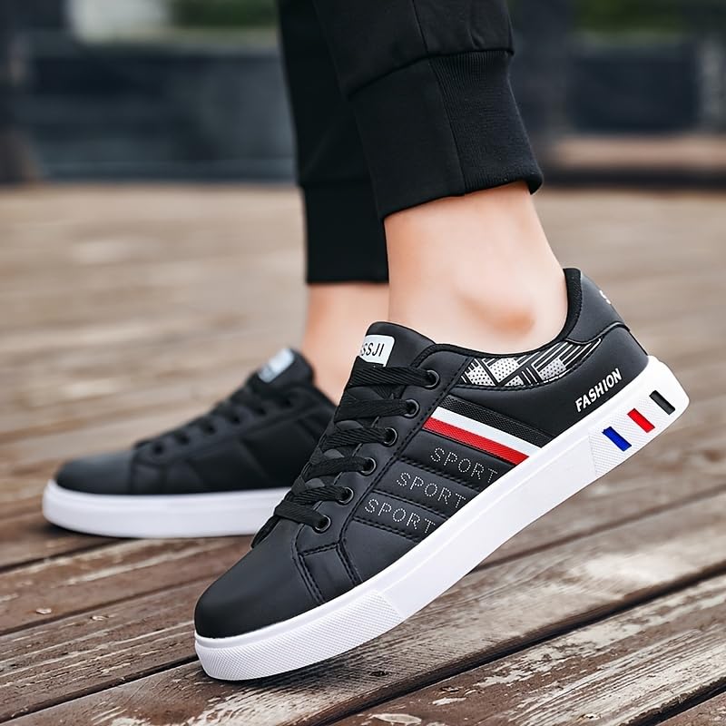 Men's Trendy Street Style Low Top Skateboard Shoes, Comfy Non Slip Lace Up Durable Sneakers for Men's Outdoor Activities3