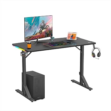 ErgoGaming Nova Profesyonel RGB Oyuncu Masası 112x60 Siyah, RGB Aydınlatmalı, Karbon Fiber Yüzey