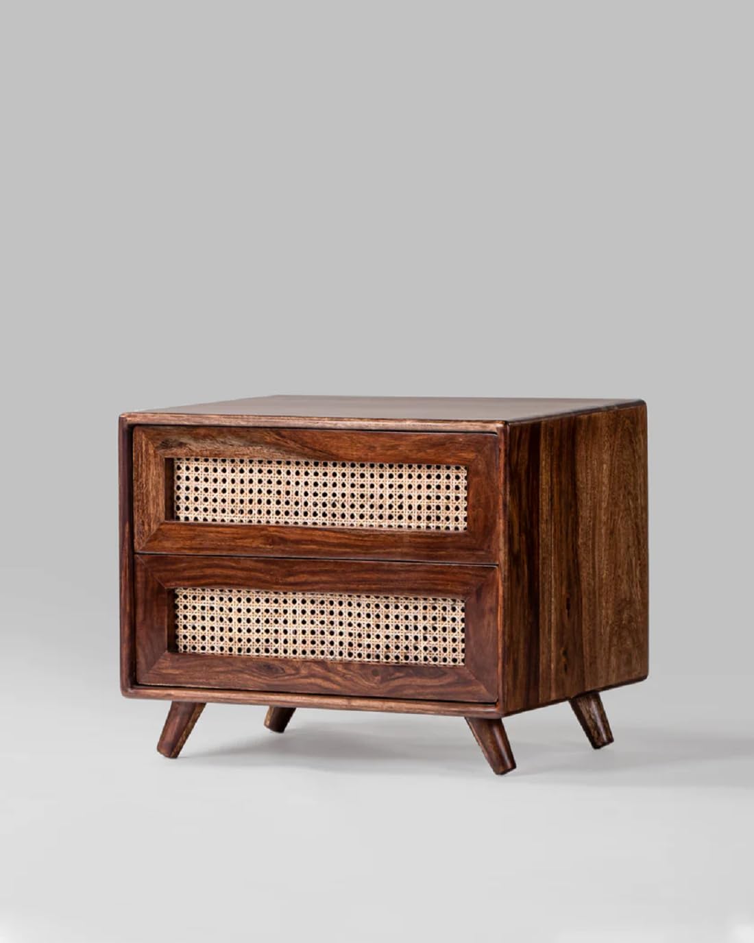 Solid Sheesham Wood Bedside Table with 2 Drawers | Wooden Nightstand Cabinet for Bedroom | Honey Brown Finish-picture-11