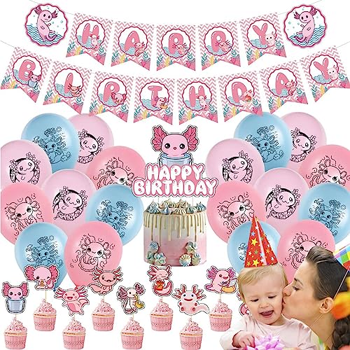Lindas festa aniversário Axolotl - Decorações mesa peça central Axolotl bonito,Desenhos animados Axo