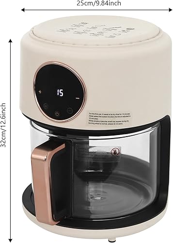 Miniatura 5 de Freidora aireada de vidrio visible de 360, 1200W, 3.81 cuartos de galón, 8 modos preestablecidos, pantalla táctil digital y olla de vidrio