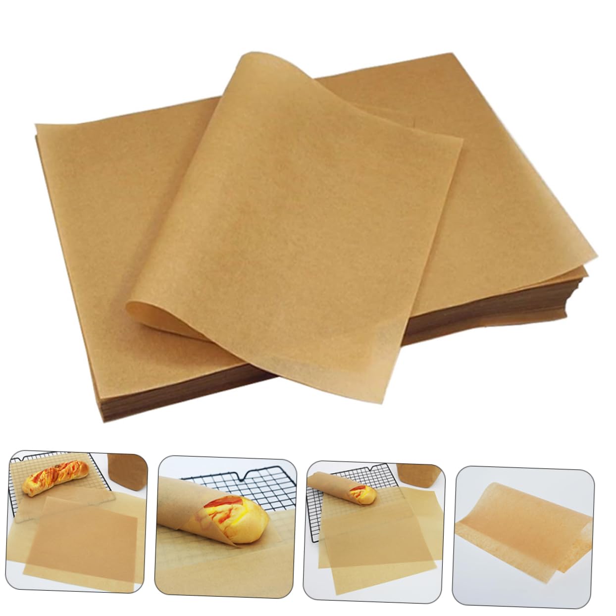 PRETYZOOM 100pièces Papier Sulfurisé Antiadhésif Feuilles Prédécoupées Pour Cuisson Four Résistant Jusqu