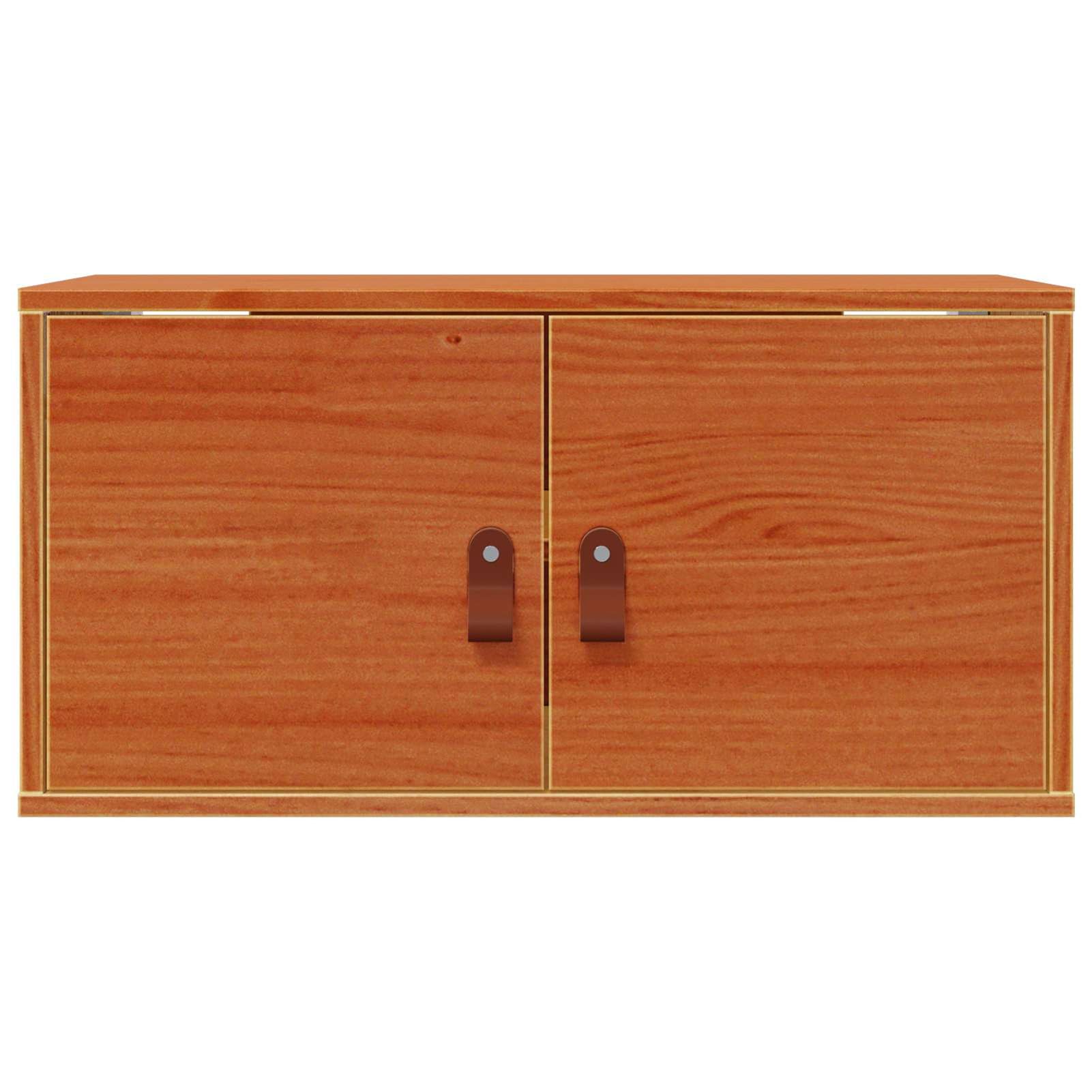 Armadio da parete con mensola, 60 x 30 x 30 cm, in legno di pino massiccio, marrone cera, 2 pezzi, per camera da letto e soggiorno