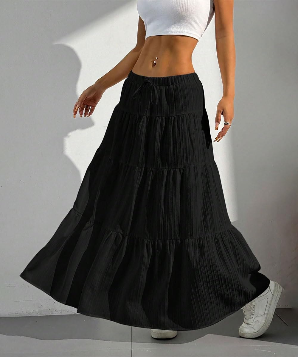 Gonna Donna Maxi Elegante Elastico Vita A-Linea Sciolto Abiti da Spiaggia Vacanze Estate Casual(Multicolore,S-XXL)