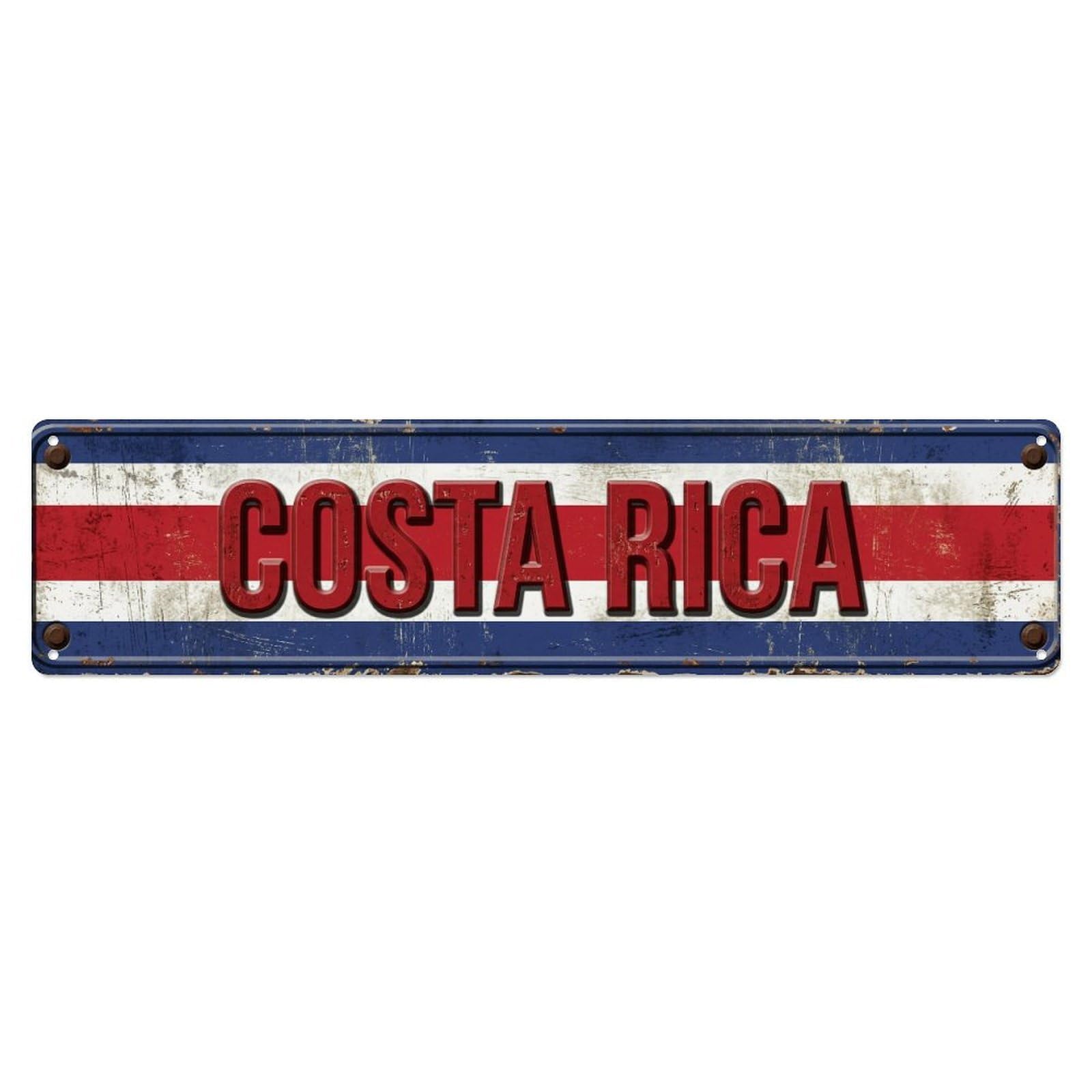 Metal Tin Sign Vintage Costa Rica Flag Pattern