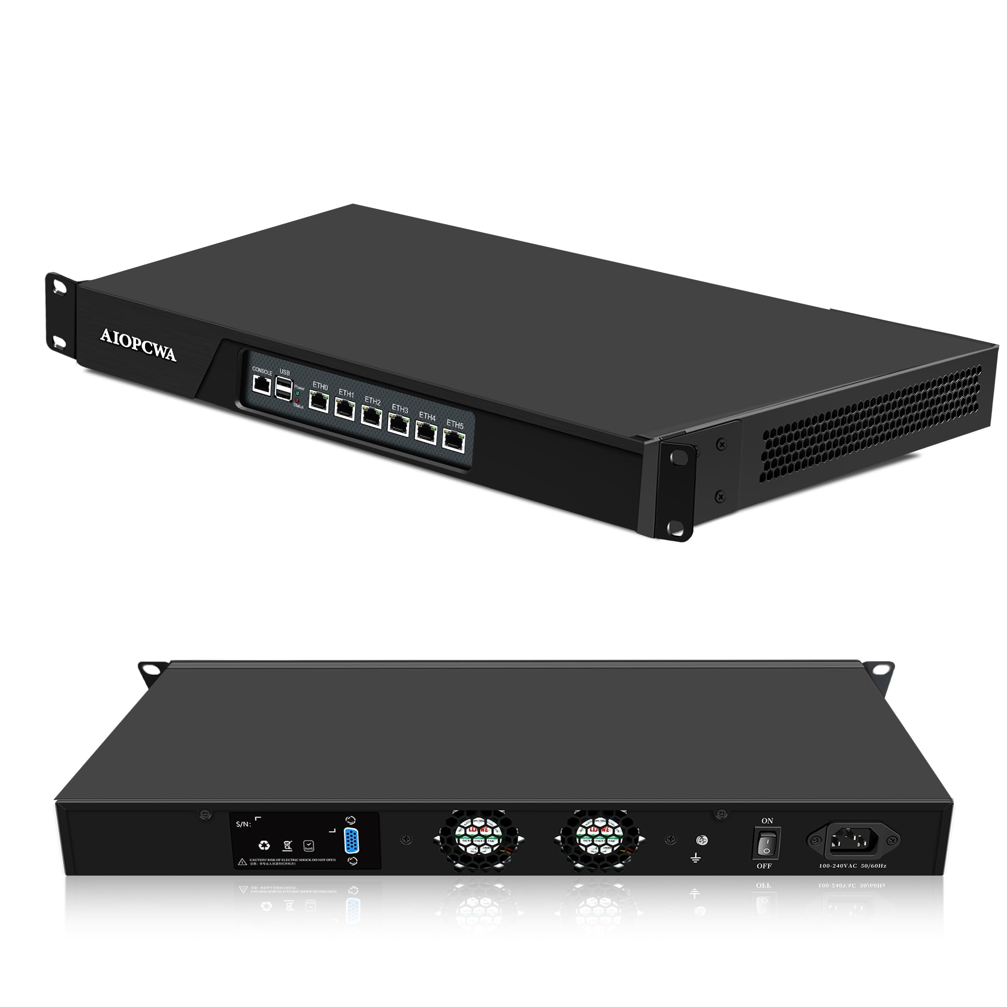 1U Rackmount Firewall Appliance i3-3217U, 6 × Gigabit I211AT LAN, OPNsense Router Hardware, 19 Inch Network Server Barebone DDR3 No RAM/SSD/OS, VGA, SATA3.0, Console
