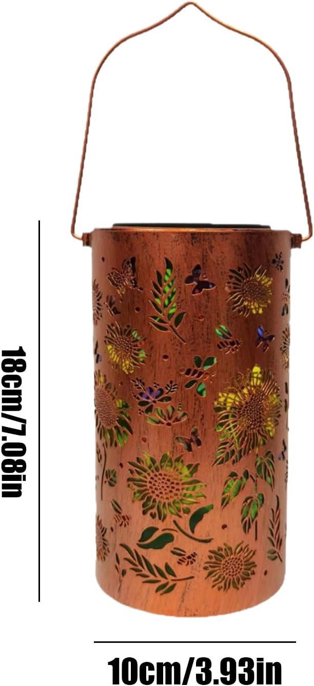 Hangable Solar Lamp, Sunflower Metal Lantern, Waterproof Light with Solars Panel, Sturdy Outdoor Hanging Lamp, Garden Lighting Tool with Stylish Design, Solar Decor for Patio Lawn