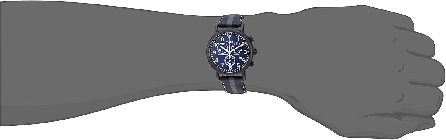 Timex Weekender Chronograph 40mm Watch Black/Gray Stripe/Blue