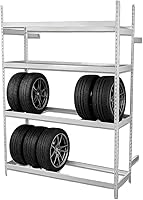 Heavy-Duty Steel 3-Tier Adjustable Tire Storage Rack for Garage, Shop - Fits All Tire Sizes