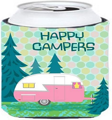 Caroline's Treasures VHA3004CC Happy Campers Glamping - Enfriador para latas o botellas, funda lavable para bebidas, soporte aislado para bebidas,