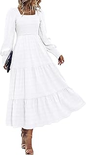 Women Spring Wedding Guest Maxi Dress Elegant Puff Long Sleeve Summer Smocked Empire Waist Swing Flowy Long Dresses - Buy now