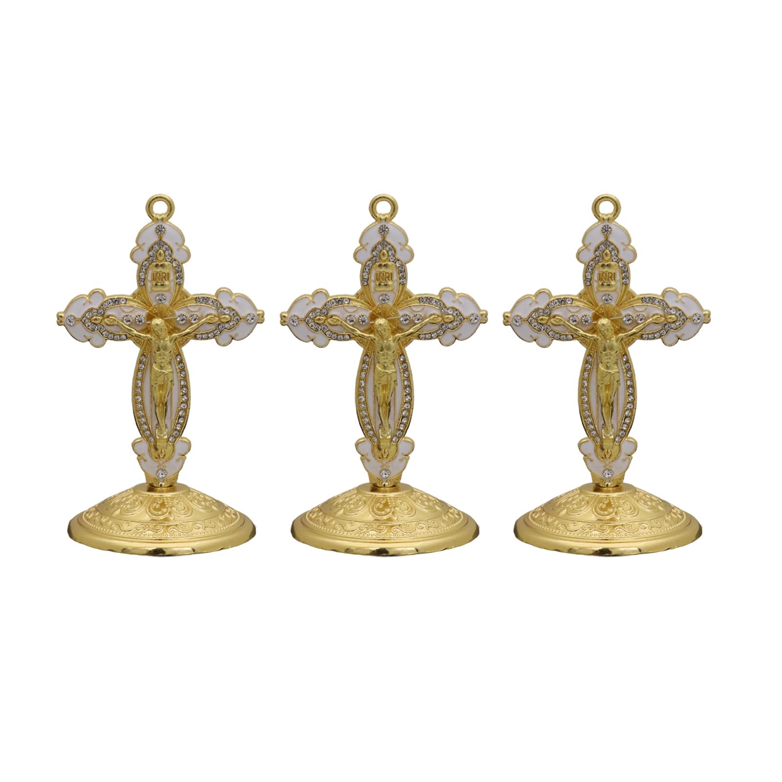 YROHGKPN Religious Enameled Crucifix Ornament for Car Dashboards Desk Vibranted Durability Metal Decoration Crucifix Charm