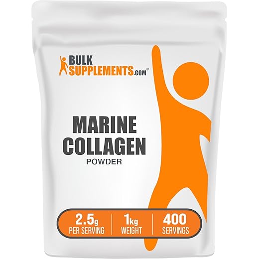 BulkSupplements.com Marine Collagen Powder - Marine Collagen Peptides Supplement, for Hair, Skin, & Nails - Hydyrolyzed & Gluten Free, 2.5g per Serving, 1kg (2.2 lbs) (Pack of 1)
