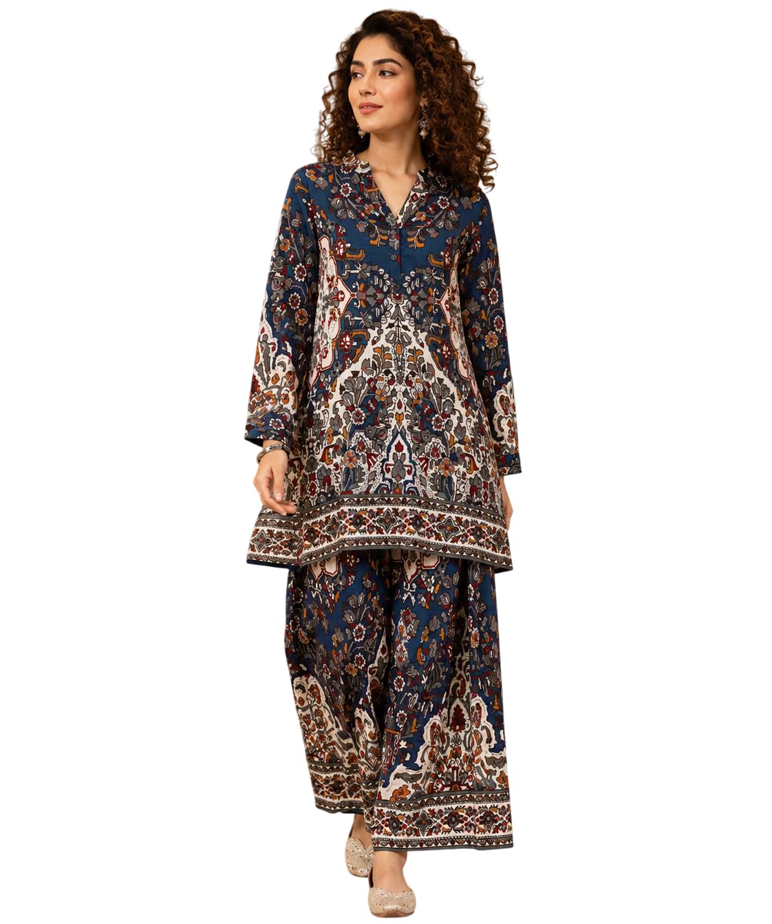 Kurta Sets for Woman | Kurti Set for Womans | Kurti Palazzo Set | Suit for Women | Ethnic Short Kurti With Palazzo | Co-ord Set for Women (KP60_NavyBlue)-image-39