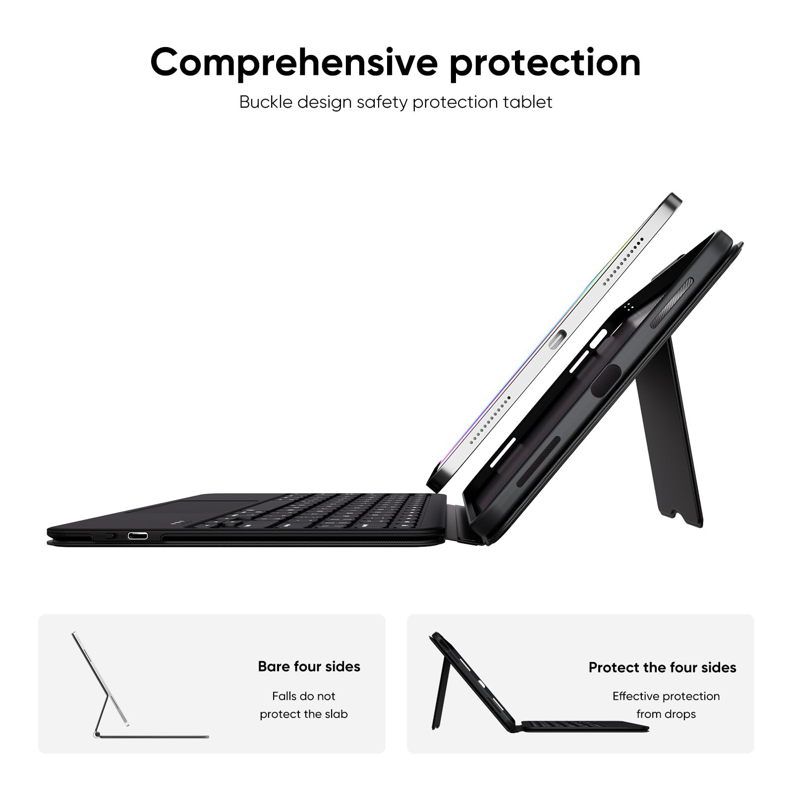 PAUL B for iPad 11th/10th Gen Case with Keyboard 11/10.9 inch A16