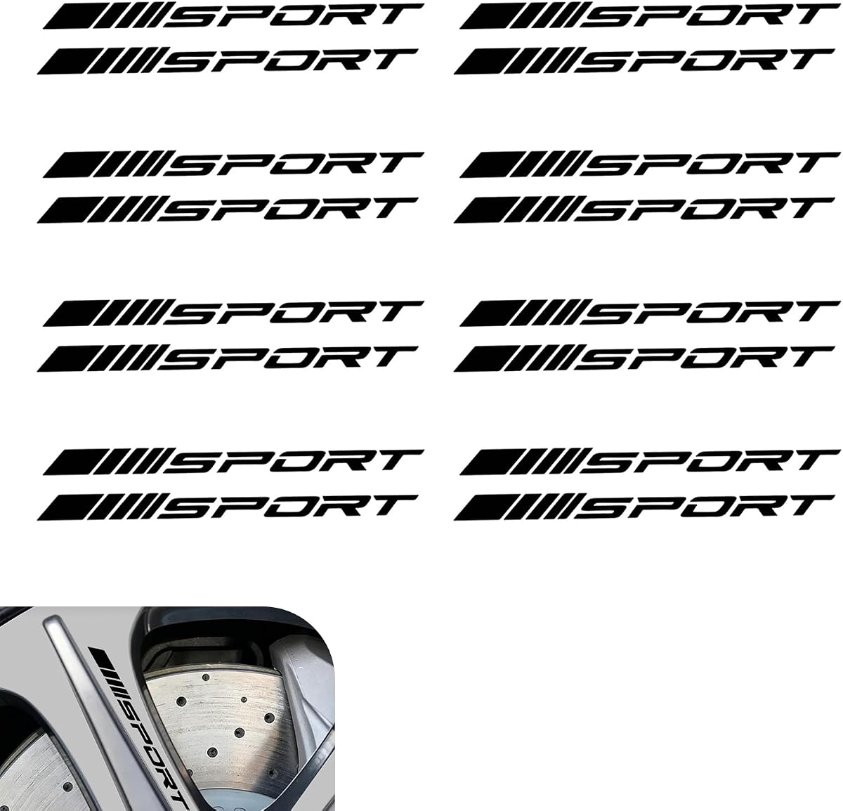 16 PCS Car Wheel Sport Style Stickers, 4.72" x 0.3" Car Wheel Rim Stripes Decal, Self-Adhesive Racing Letter Emblem Wheels Decor Sticker, Universal for Most Cars, SUVs (Black)