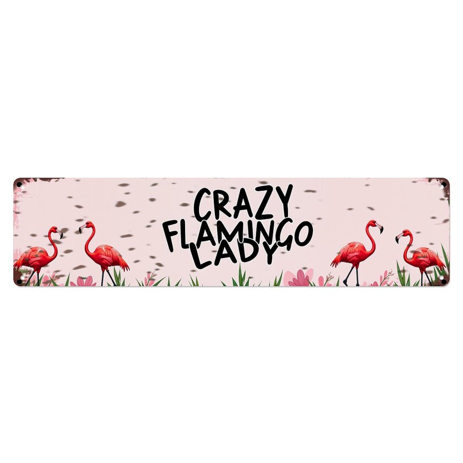 Crazy Flamingo Lady Pattern_2 Metal Tin Sign Plaque