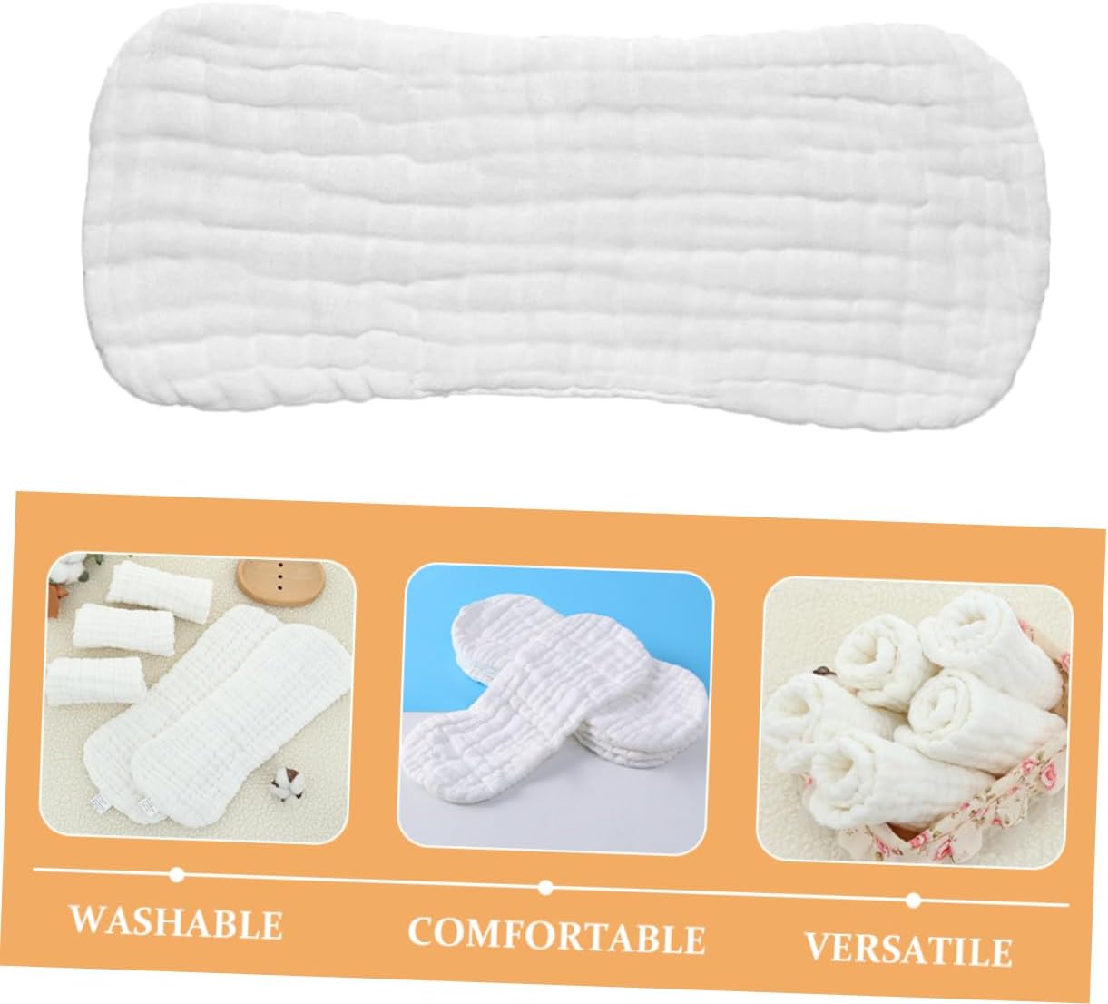 GARVALON 5pcs Reusable Diapers Pure Cotton Newborns to Toddlers Diaper Liner Balm Months Breathable Washable Sustainable