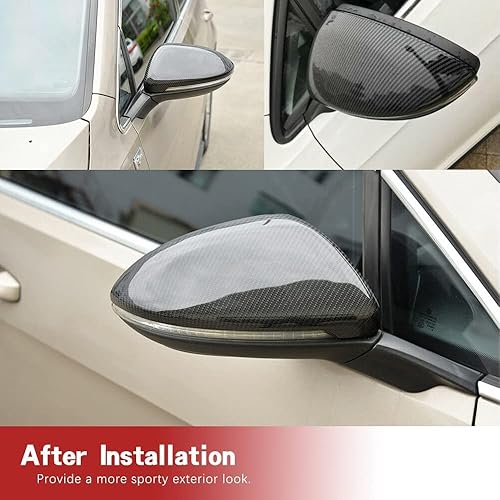 Miniatura 2 de Tapas de espejo de fibra de carbono real para Volkswagen VW Golf MK7 MK7.5 Base GTI R 2014-2018 repuesto 1:1 cubierta de espejo retrovisor izquierdo