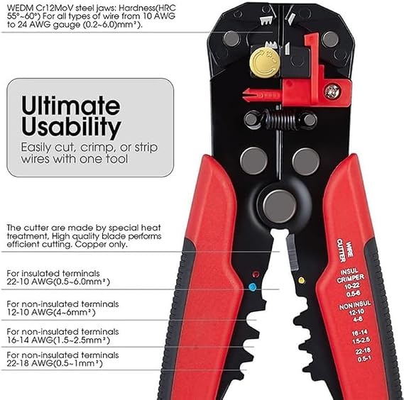 Wire Strippers Electrical, 3 in 1 Electric Wire Stripper Tool