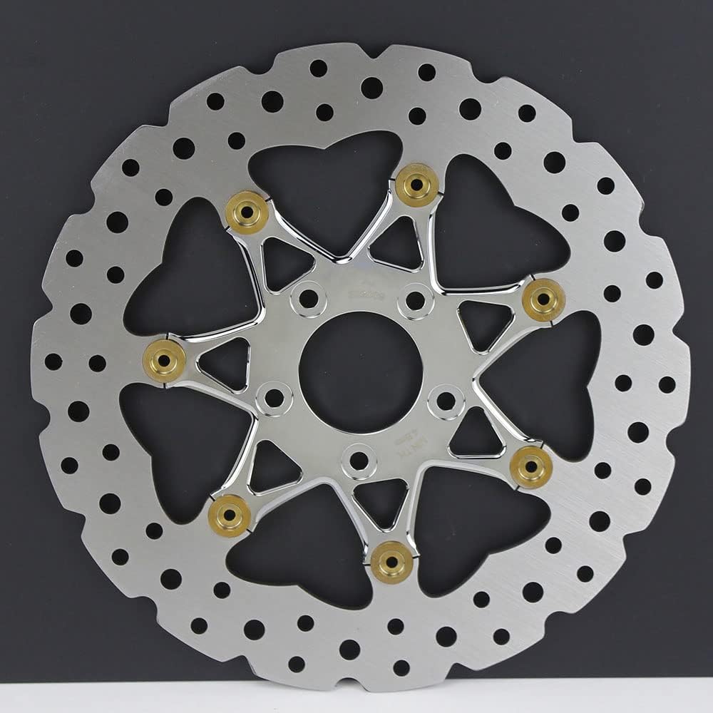 POWER JAMES 11.8" Floating Chrome Gold Front Brake Rotor for Harley Softail Dyna Sportster Touring