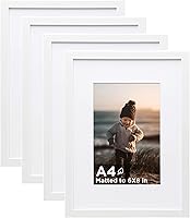 Vista 70 de KINLINK Juego de 4 portarretratos plateados de 5 x 7, marcos de fotos de madera con paspartú de 4 x 6 con plexiglás para 4 x 6 con paspartú o 5 x 7