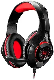 Headset Gamer Warrior Rama P3+USB Stereo Adaptador P2 LED Vermelho - PH219