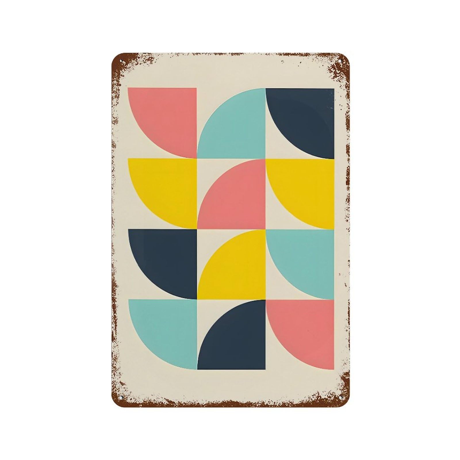 xiaoxiaoshen Abstract Beige Geometric Mid Century Wall Decor Art Metal Tin Poster Modern Home Decor Art Home Bar Shop Decorations Vintage Sign 30x20cm