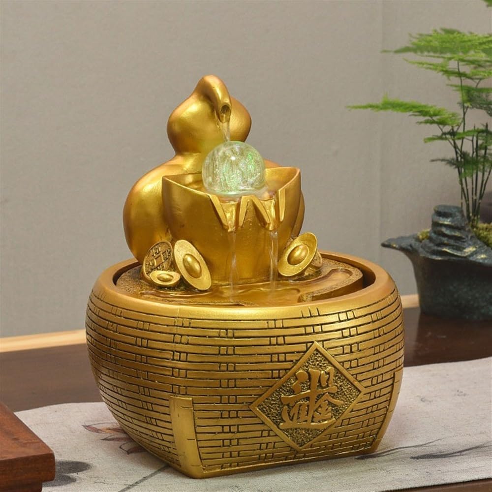 Indoor Waterfall Fountain Circulating Water Feature to Improve Feng Shui Living Room Fortune-Making Creative Home Office Desktop Business Gifts Tabletop cor