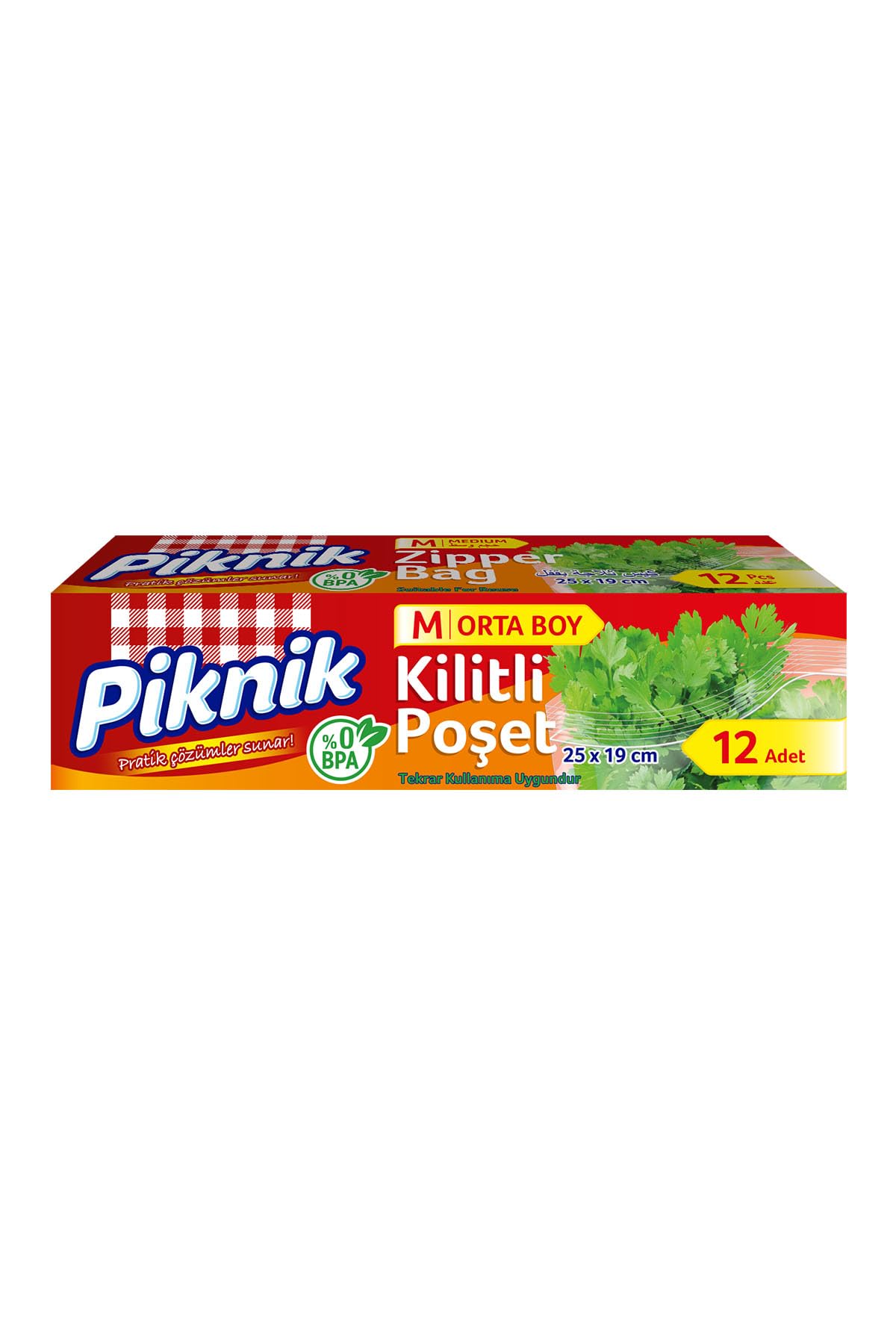 Piknik Orta Boy Kilitli Buzdolabı Poşeti 12li