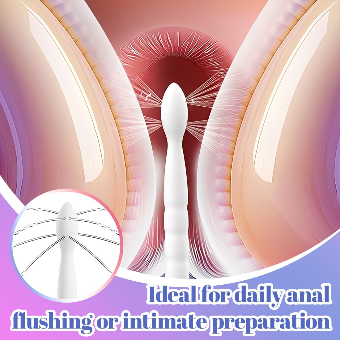 1 Pezzo Pulitore Vaginale Con 8 Fori,Silicone Doccetta Anale,Doccino Anale,Per la Pulizia Anale Colonic Sistema,Per Coppie Gay, Uomini e Donne(Bianco)