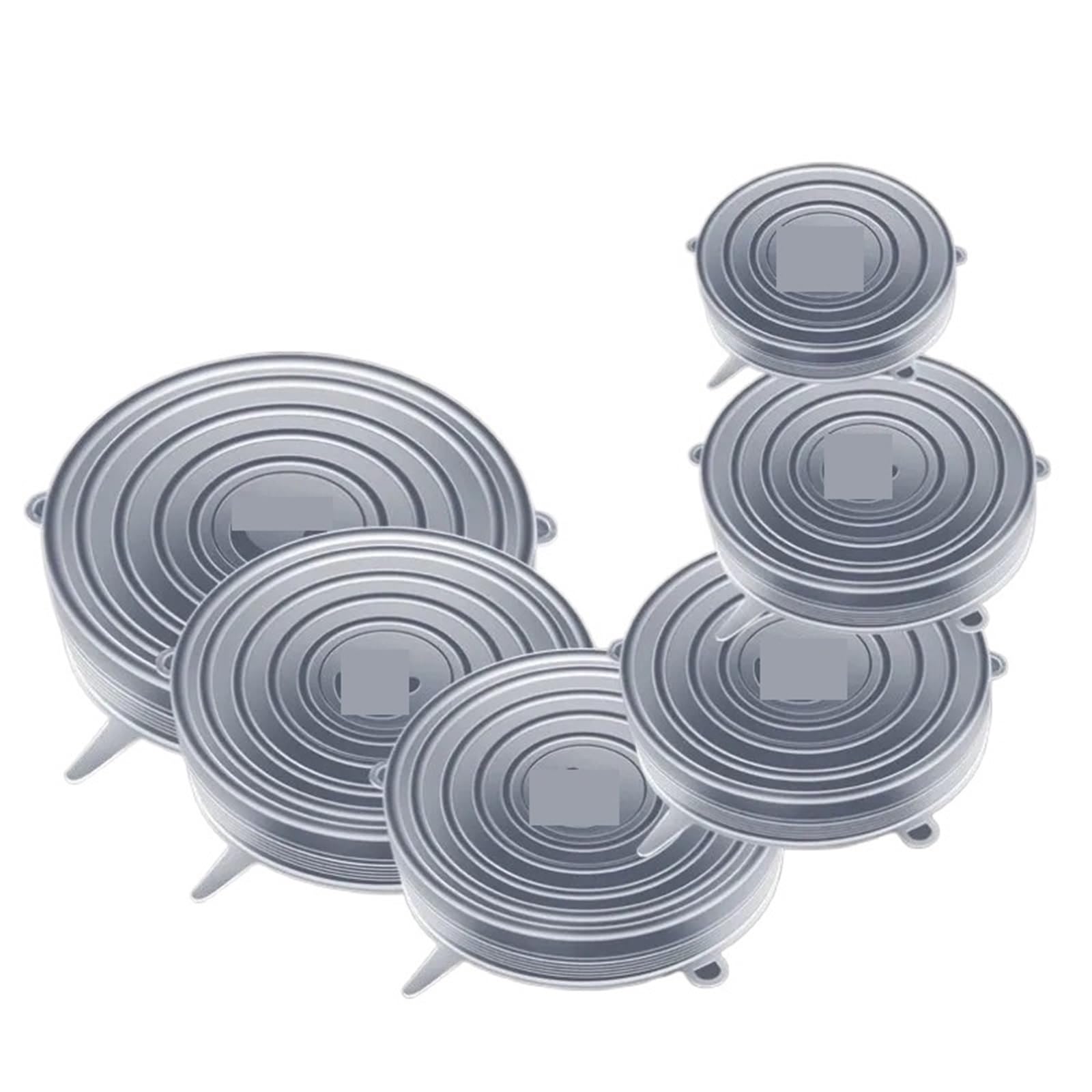 3Sets Silicone Preservation Cover Reusable Airtight Food Universal Dish Stretch Round Lids For Kitchen Accessories for Bowls Jars(White)