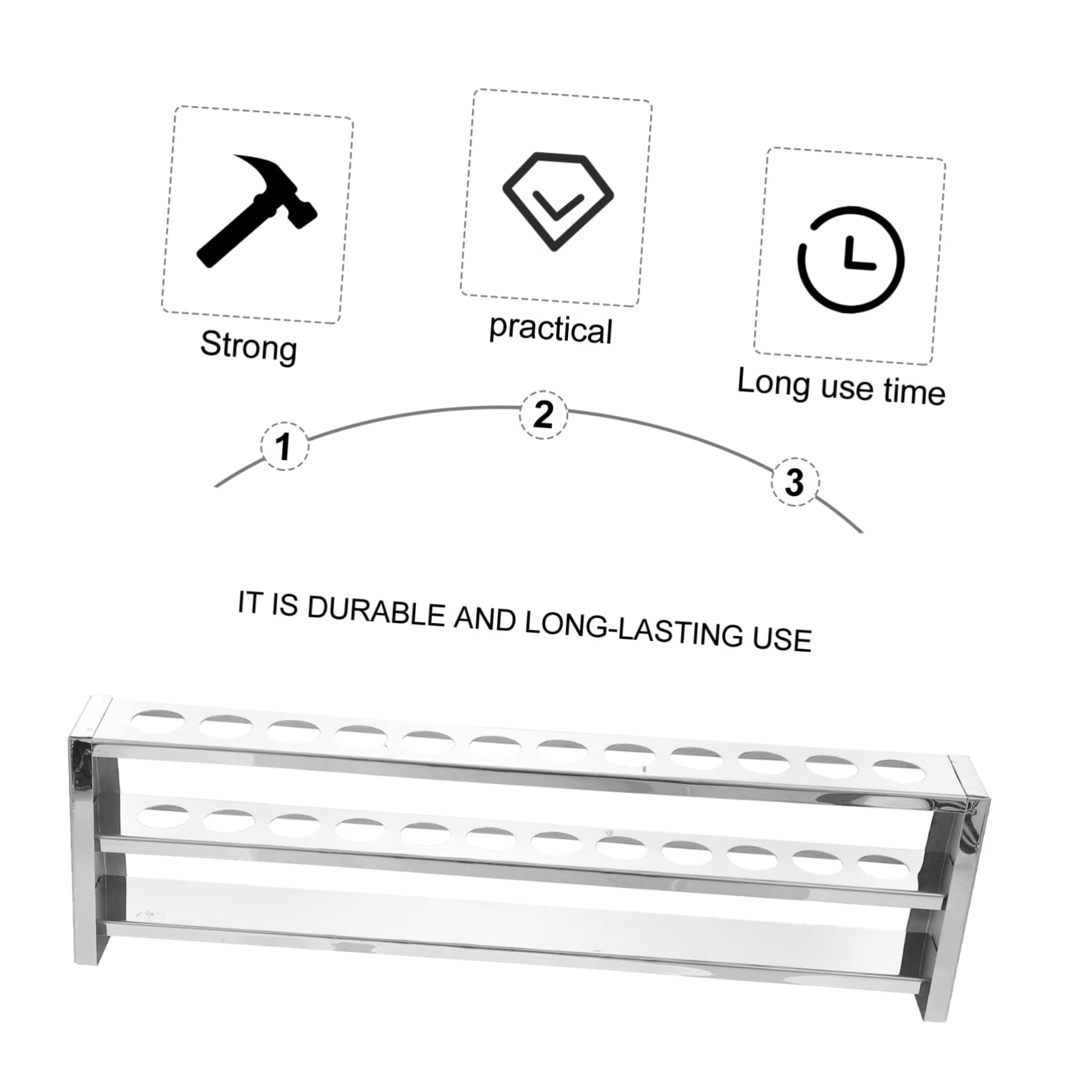 MAGICLULU Gradilla Para Tubos De Ensayo Soporte Metálico De Acero Inoxidable Para Tubos De Laboratorio Estante Para Probetas Laboratorio