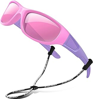 Kids (Age 3-8) Sunglasses Polarized UV Protection Flexible Rubber Glasses Shades with Strap for Boys Girls RBK037