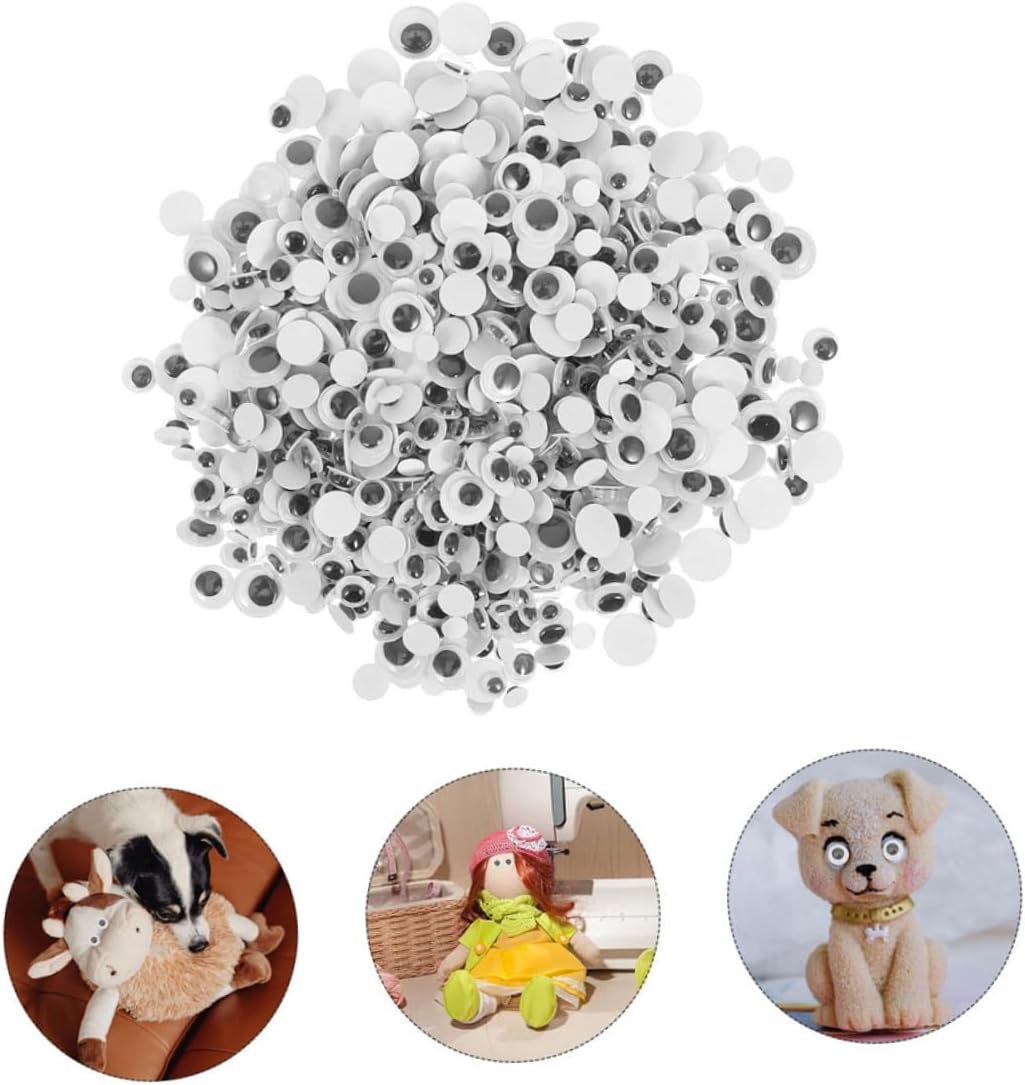 COOLHIYA 500 Pcs Self Adhesive Wiggle Eyes for Crafts Plastic Round Sticker Eyeballs for DIY Scrapbooking Doll Making and Creative Art Decoration