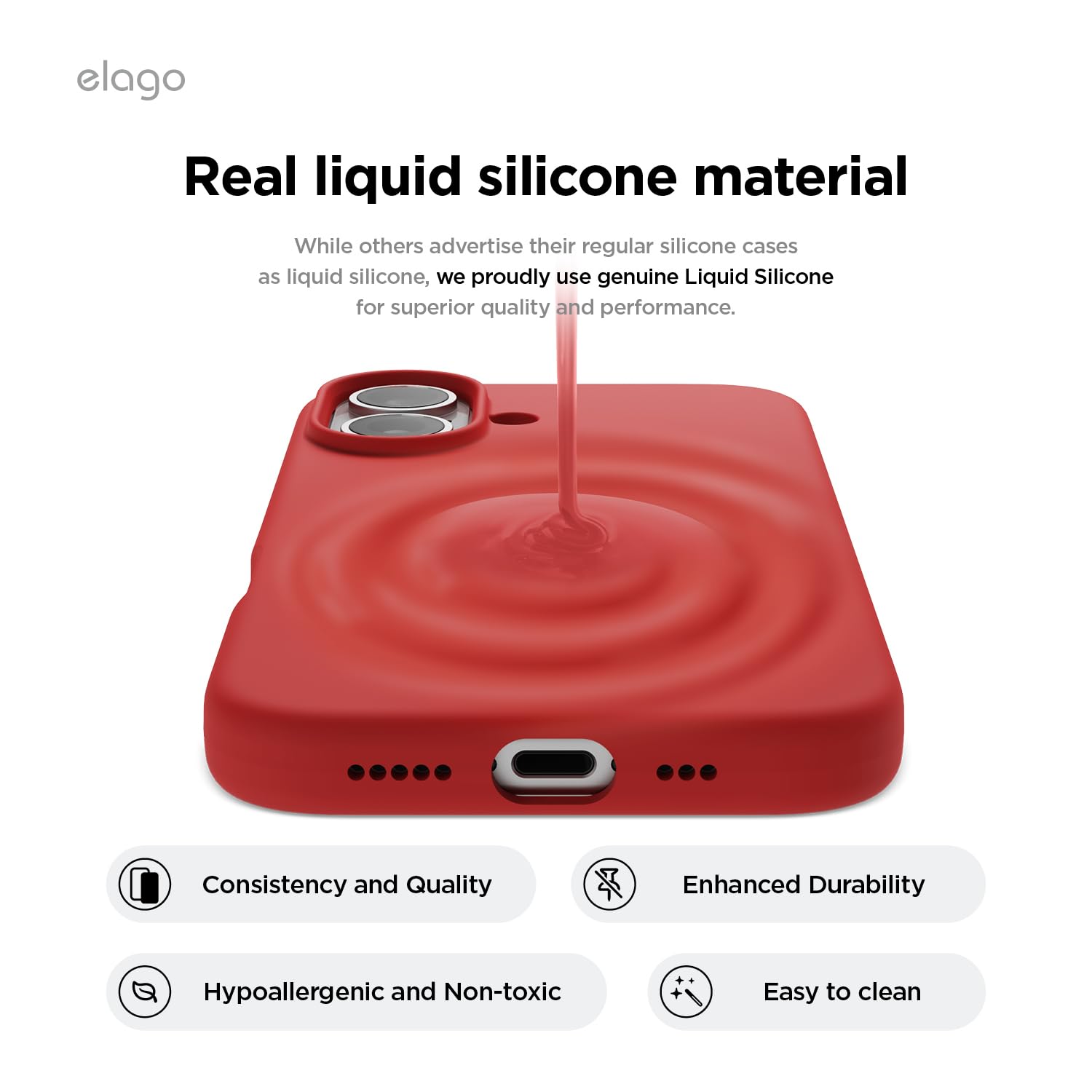 elago Compatible with iPhone 16 Case, Premium Liquid Silicone Case, Full Body Protective Cover, Shockproof, Slim Phone Case - Image 3