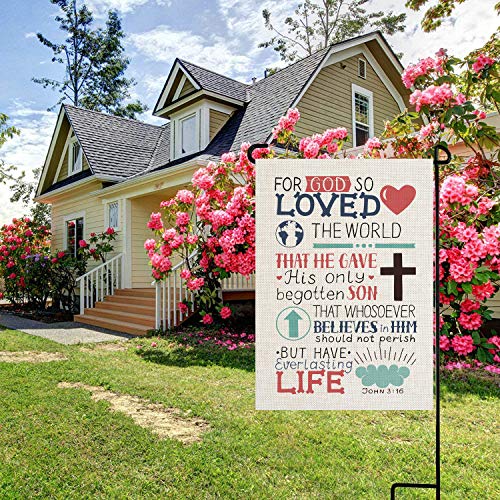 Pingpi PINP-GDFG-B1151 Christian Bible Verse Garden Flag Vertical Double Sided John 3:16 thumb #1